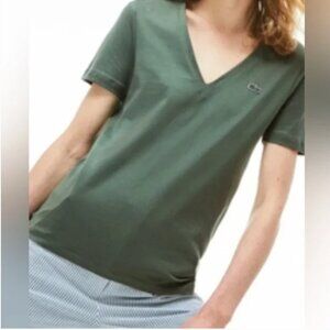 NWOT Lacoste Regular Fit V-Neck Shirt in Ash Tree (L)